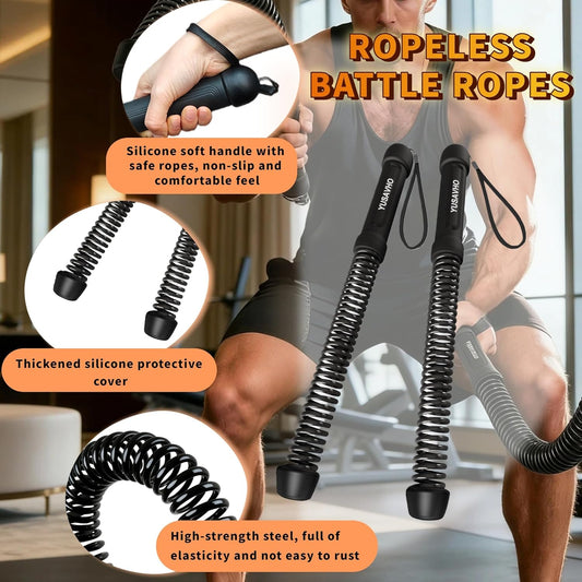Ropeless Battle Ropes for Home Gym-Portable Cordless Training Rope Fitness Equipment for Men & Women,Weighted Workout Ropes for Hiit,Versatile Exercise Equipment for Home and Travel(Black)